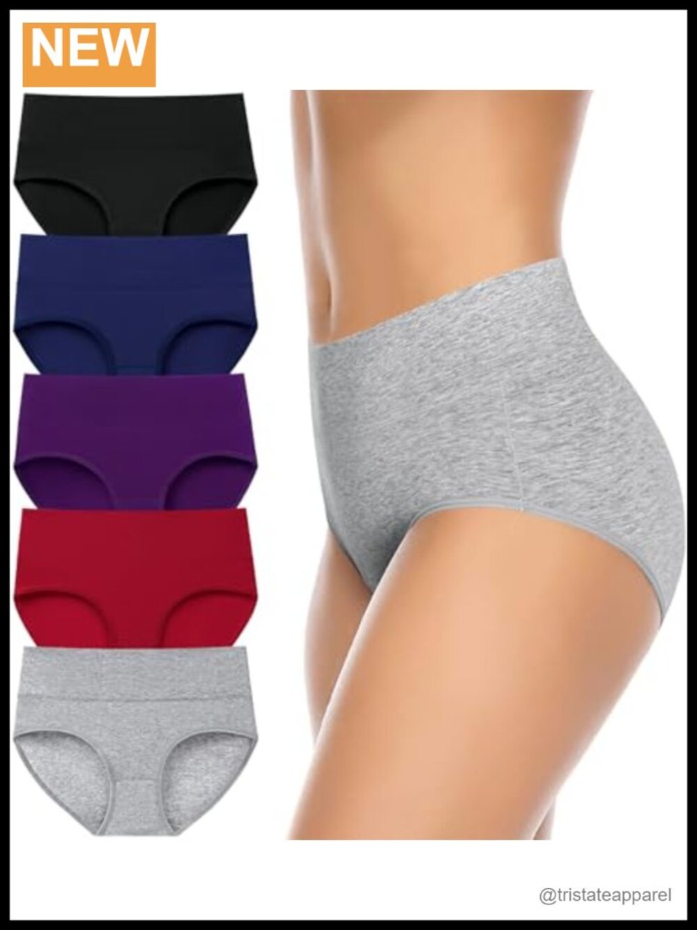 Womens Cotton Briefs High Waisted Full Coverage Panties 5 Pack